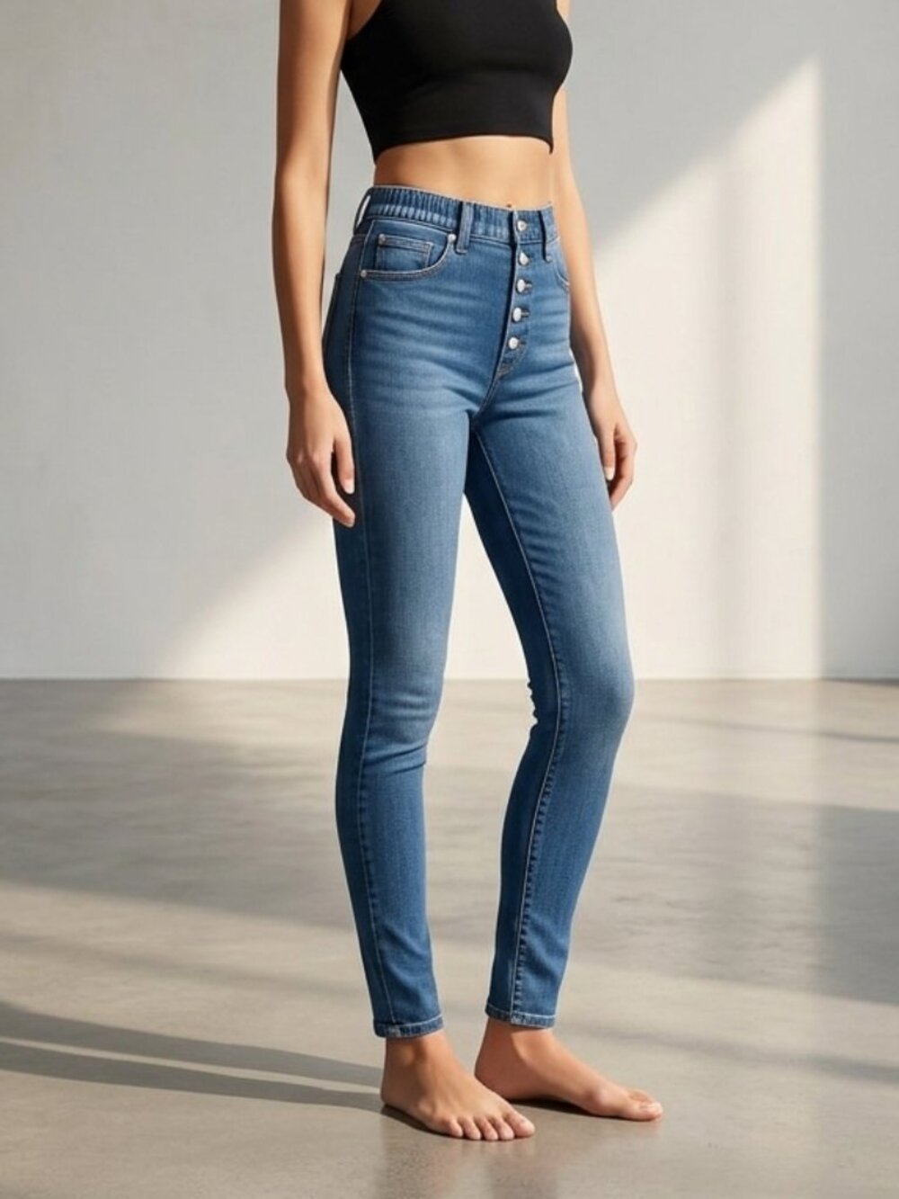 Gap | Size 0/25TALL | Women's Blue High-Waisted Button Up Skinny Jeans
